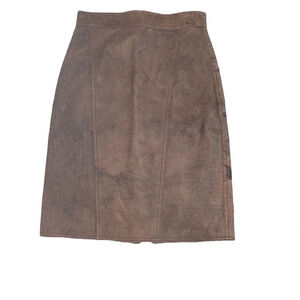 TARRAZIA Brown Leather Pencil High-waist Skirt Size 25